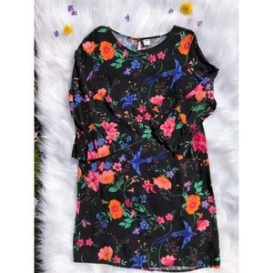 Floral Print and Ruffled Sleeve Dress